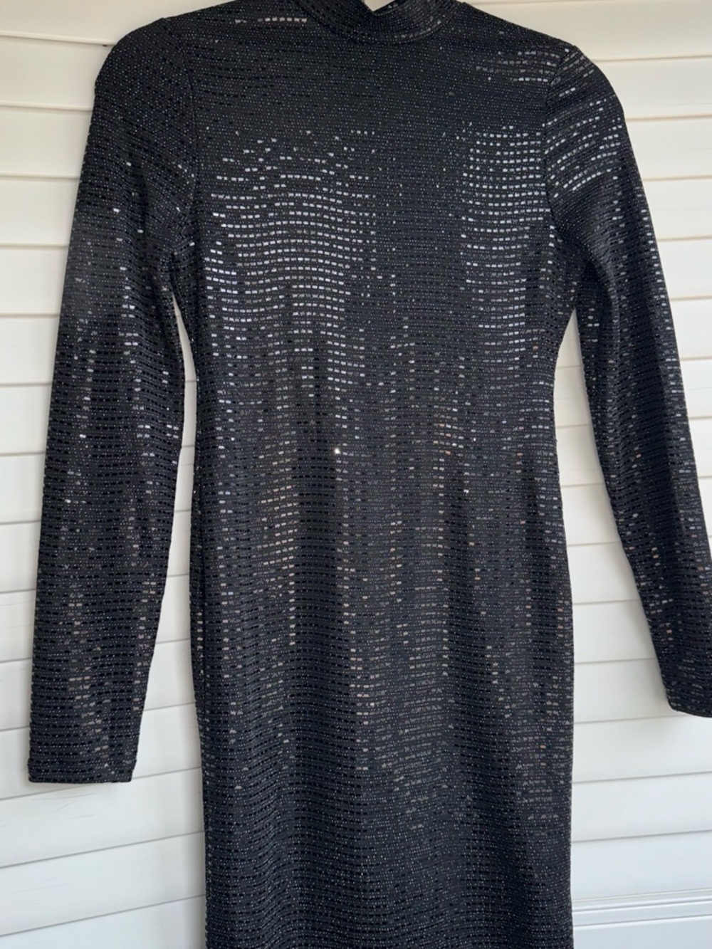 GUESS Black Long Sleeve Sequin Bodycon Dress